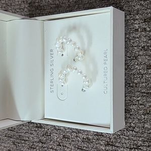 SILVER TREASURES STERLING SILVER CULTURED PEARL POST HOOP EARRINGS